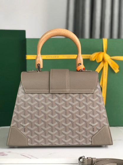 SAÏGON PM BAG 28 IN DESERT GOYARDINE CANVAS AND CALFSKIN