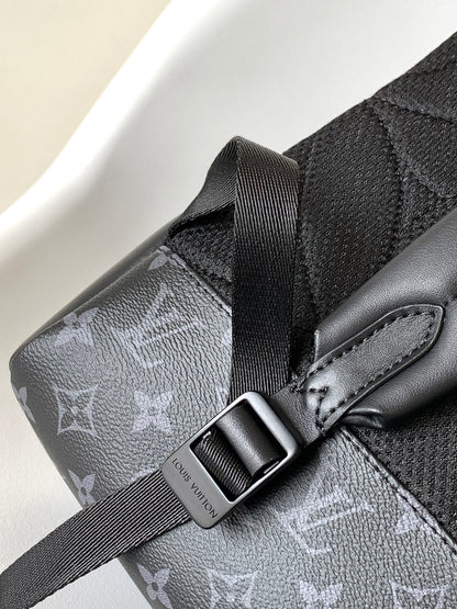 DISCOVERY BACKPACK 41 IN BLACK MONOGRAM MACASSAR CANVAS AND CALFSKIN