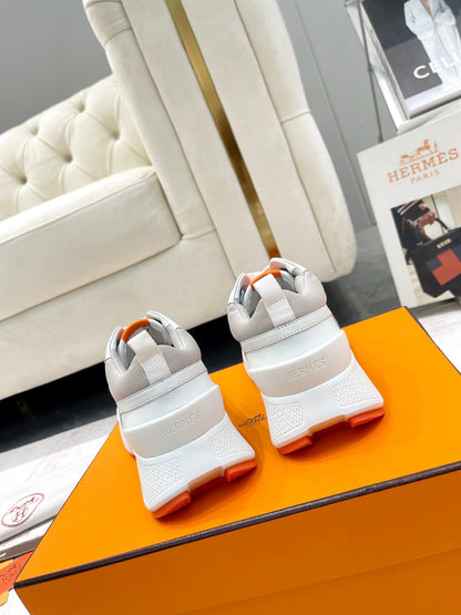 GIGA SNEAKER IN HARBOR GRAY STITCHED MESH AND WHITE CALFSKIN