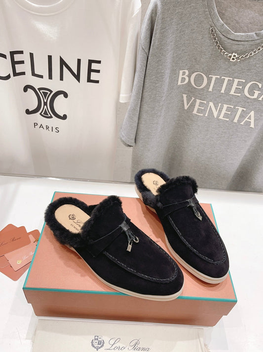 LP CHARMS WALK BABOUCHE LOAFERS BLACK FLEECE