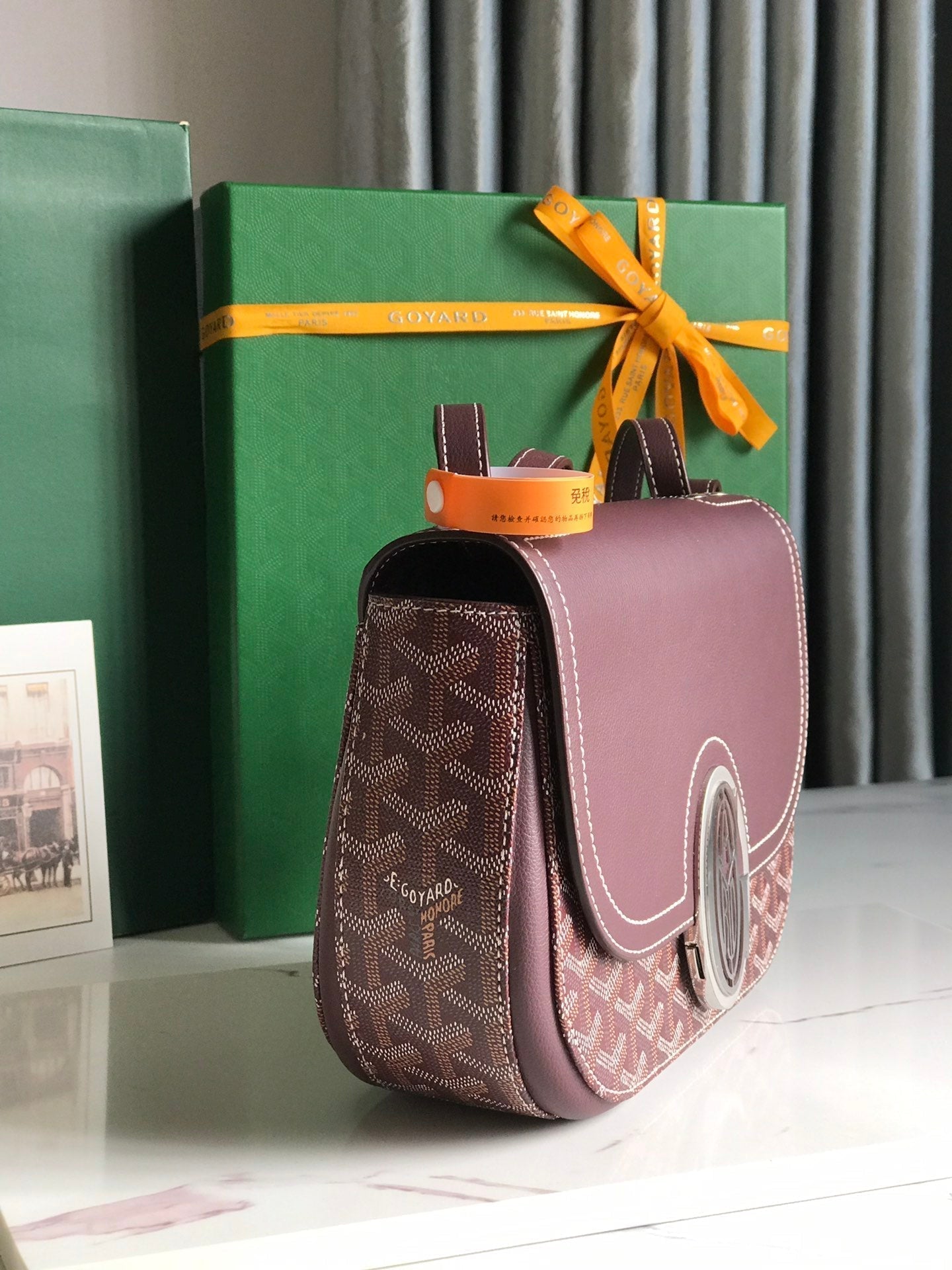 233 BAG 25 IN WINE RED CALFKIN AND GOYARDINE CANVAS