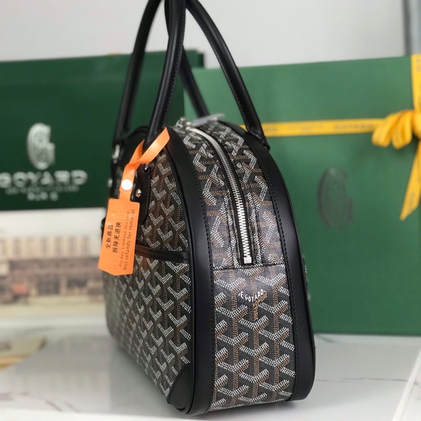 SAINT JEANNE BAG 35 IN BLACK GOYARDINE CANVAS AND CALFSKIN