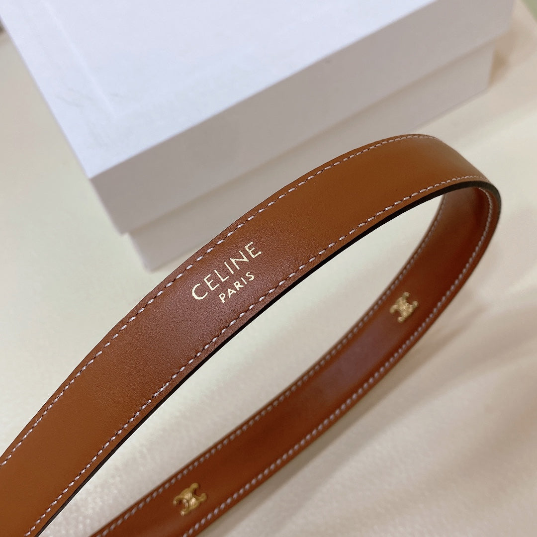 CL MINI 18 MM WESTERN BELT IN BRONZE BROWN CALFSKIN GOLD HARDWARE