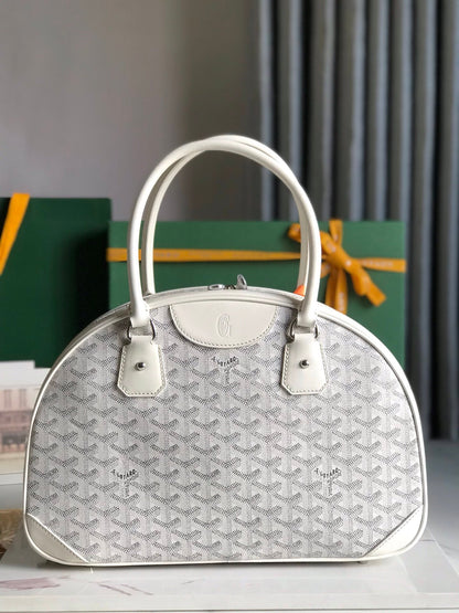 SAINT JEANNE BAG 35 IN WHITE GOYARDINE CANVAS AND CALFSKIN