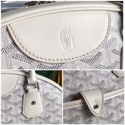 SAINT JEANNE BAG 35 IN WHITE GOYARDINE CANVAS AND CALFSKIN
