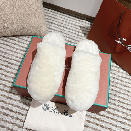 LP NATURAL WINTERCOZY WOOL WHITE SLIPPERS