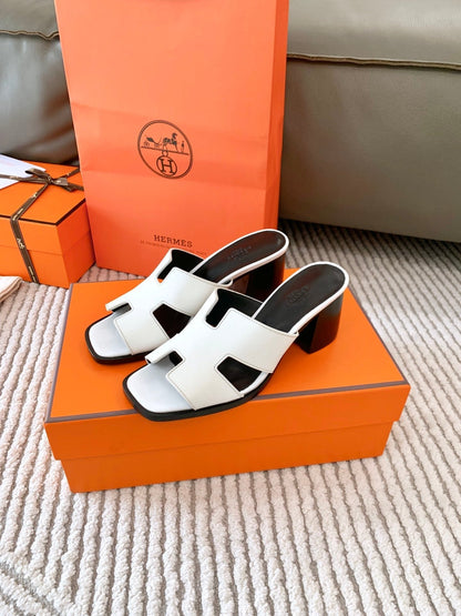 HELIA 60 SANDAL IN WHITE CALFSKIN