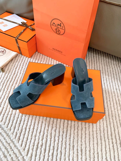 HELIA 60 SANDAL IN STONE BLUE SUEDE