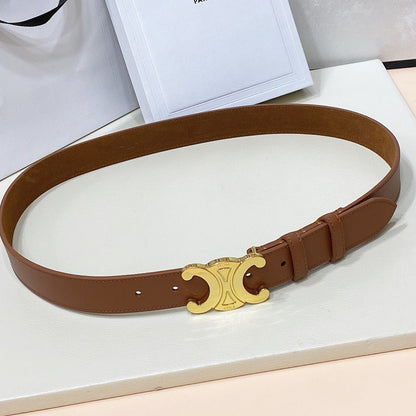 CL LARGE 30 MM TRIOMPHE BELT IN BRONZE BROWN GOLD HARDWARE