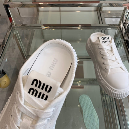 Mule Shoes White Canvas