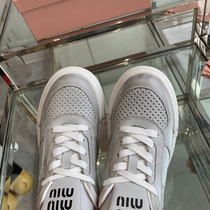 Sneakers Thick-soled Light Gray Cowhide