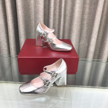 LP ROGER VIVIER SANDAL SILVER LEATHER