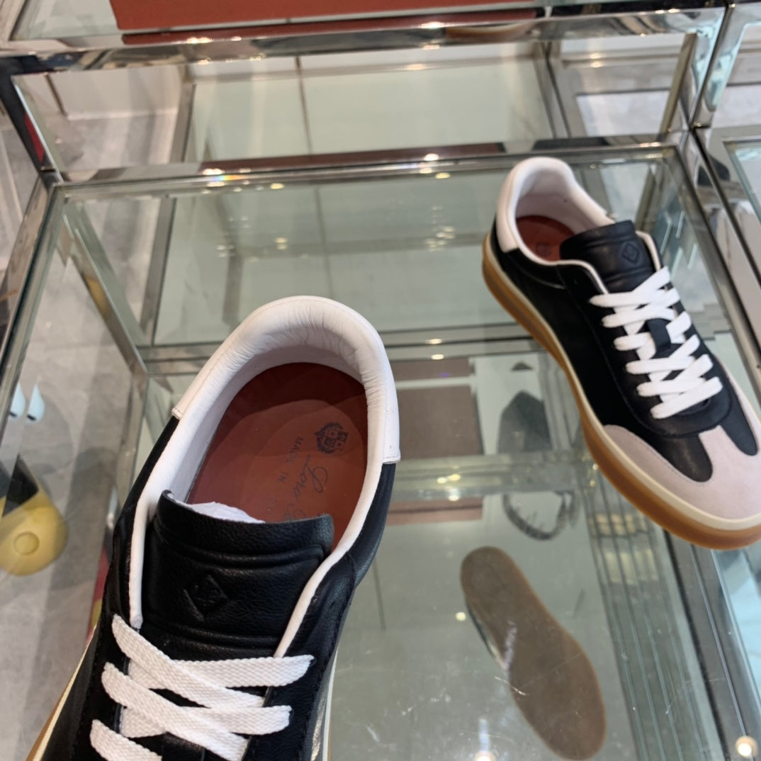 LP TENNIS WALK SNEAKERS BLACK AND BEIGE CALFSKIN