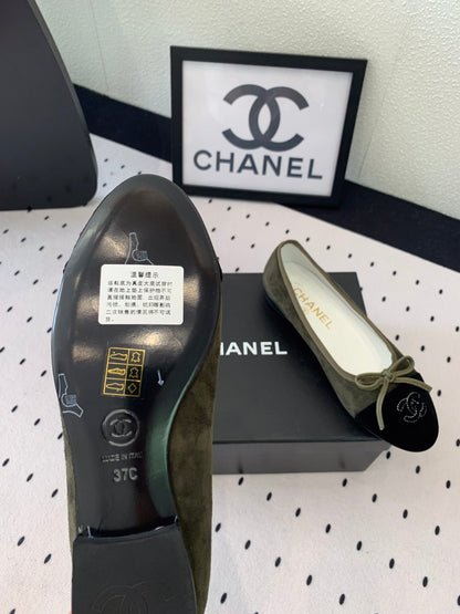 BALLET FLAT OLIVE GREEN MIX BLACK VELVET