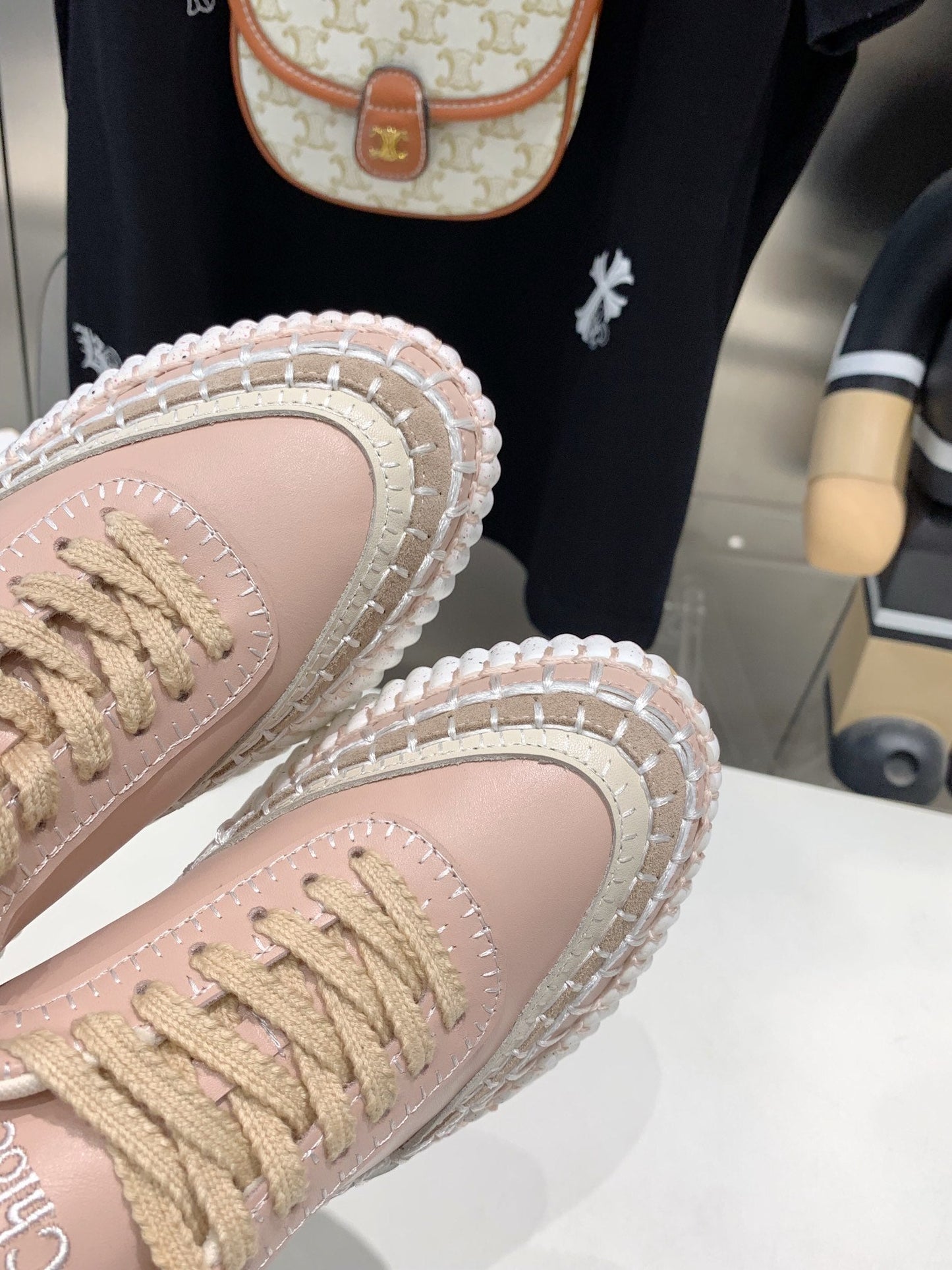 NAMA SNEAKER 5 CM IN LIGHT PINK CALFSKIN