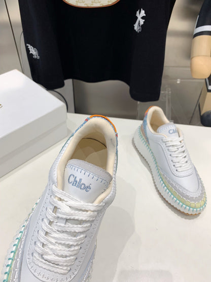 NAMA SNEAKER 5 CM IN WHITE MIX GREEN CALFSKIN