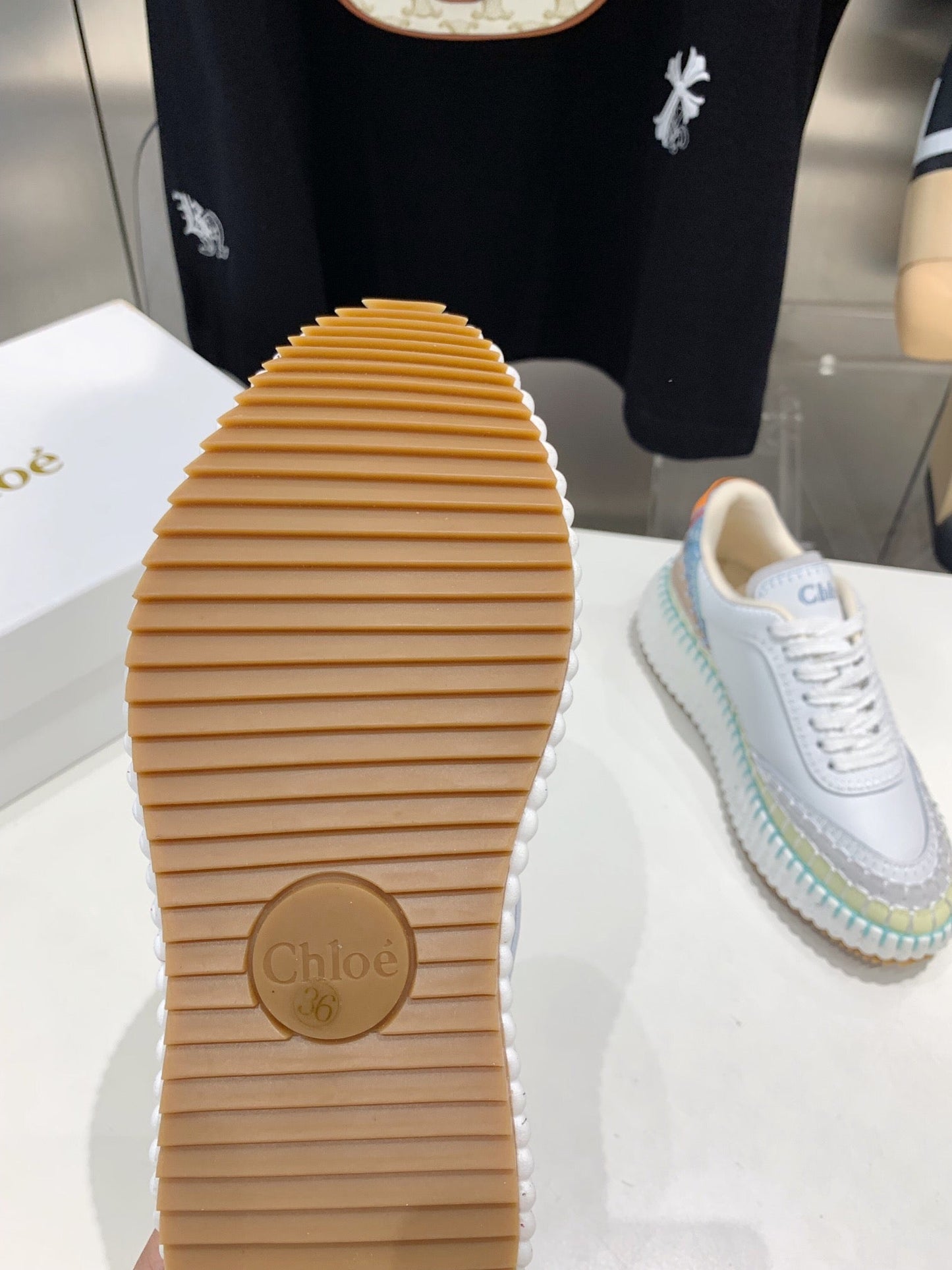 NAMA SNEAKER 5 CM IN WHITE MIX GREEN CALFSKIN