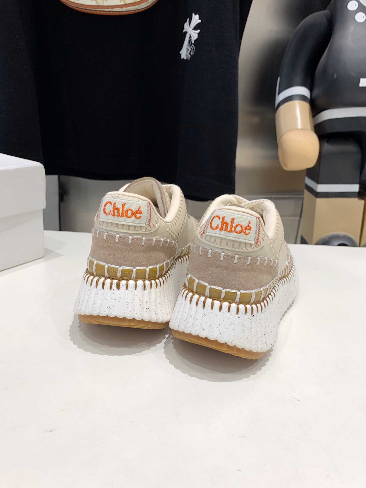 NAMA SNEAKER 5 CM IN BISQUE BEIGE CALFSKIN