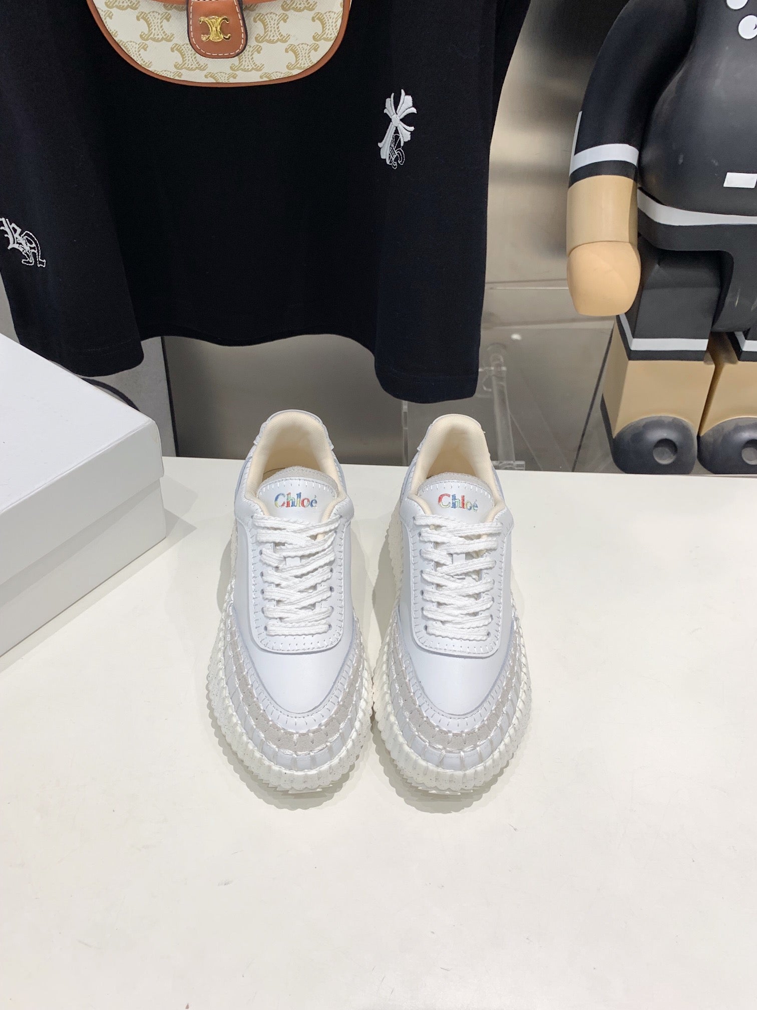 NAMA SNEAKER 5 CM IN WHITE CALFSKIN