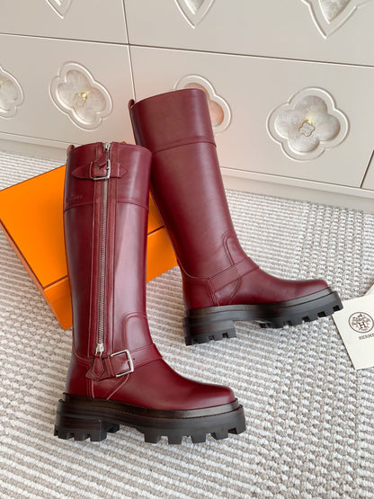 JAIME BOOT IN BURGUNDY RED CALFSKIN