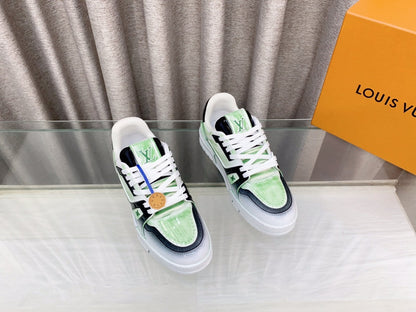 LV TRAINER SNEAKERS IN LIGHT GREEN OMBRE MIX COLORFUL CALFSKIN