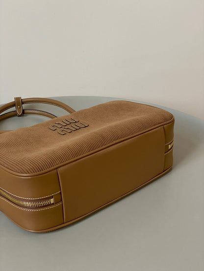 BEAU TOP HANDLE BAG 34 IN MEDIUM BROWN CORDUROY