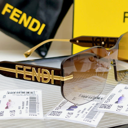 SQUARED RIMLESS VISOR SUNGLASSES FE40066U IN ACETATE AND METAL