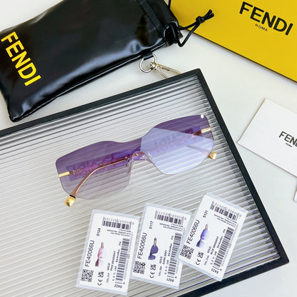 SQUARED RIMLESS VISOR SUNGLASSES FE40066U IN ACETATE AND METAL