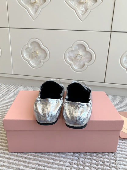NAPPA LOAFERS IN SILVER METALLIC LAMBSKIN