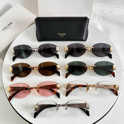 TRIOMPHE OVAL SUNGLASS  CL40240l IN METAL