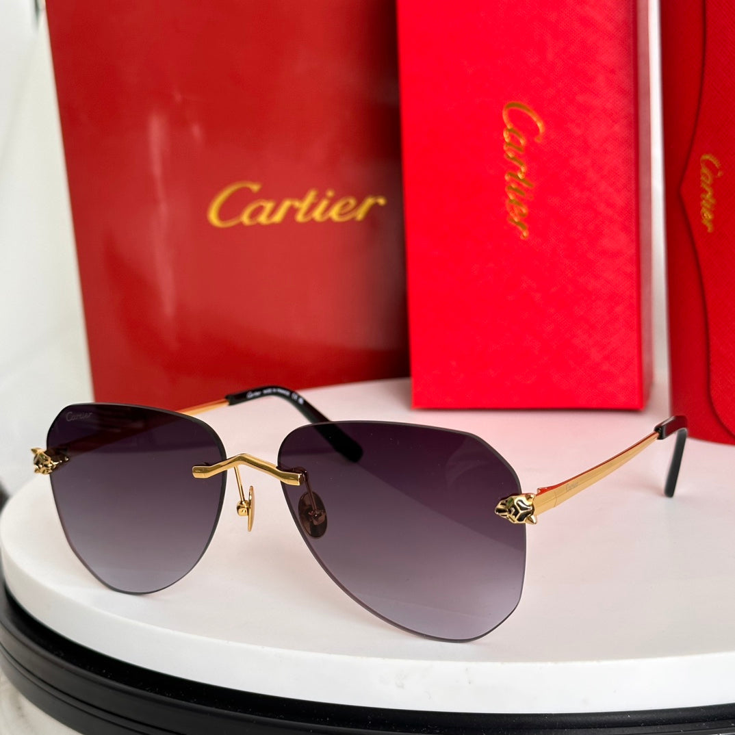 PANTHÈRE RIMLESS AVIATOR FRAME SUNGLASSES CT0502S IN METAL