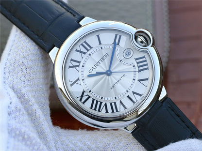 BALLON BLEU DATE 42 SILVER DIAL BLACK BRACELET