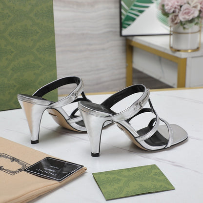 GG SLIM HORSEBIT SLIDE SANDAL SILVER