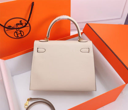 HERM Kelly 25 Cream Togo Leather Gold Hardware