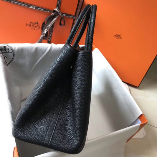 HERM Garden Party 30 Bag In Black Taurillon Leather