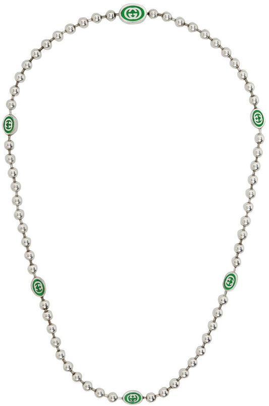 INTERLOCKING G BOULE CHAIN NECKLACE SILVER