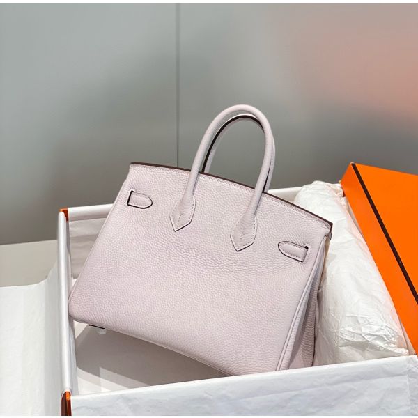 HERM Birkin 25cm Bag In Mauve Pale Clemence Leather PHW