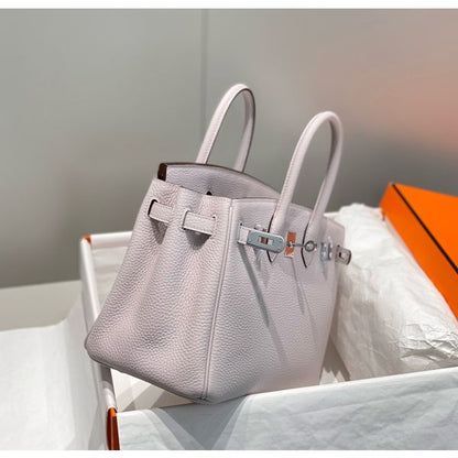 HERM Birkin 25cm Bag In Mauve Pale Clemence Leather PHW