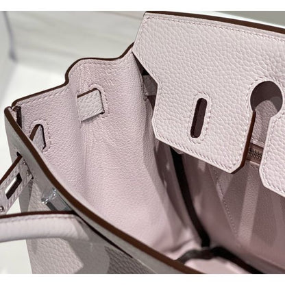 HERM Birkin 25cm Bag In Mauve Pale Clemence Leather PHW