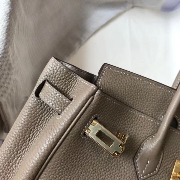 HERM Birkin 25cm Bag In Tourterelle Clemence Leather GHW