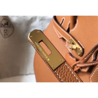 HERM Birkin 30cm Bag In Gold Clemence Leather GHW