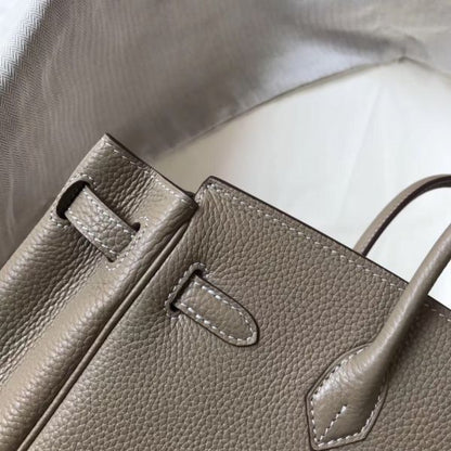 HERM Birkin 30cm Bag In Tourterelle Clemence Leather GHW
