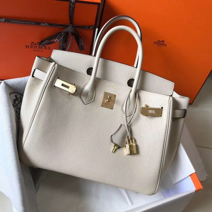 HERM Birkin 35cm Bag In Beton Clemence Leather GHW
