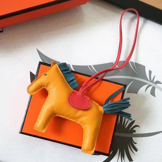 HERM Rodeo Horse Bag Charm In Yellow/Piment/Green Leather