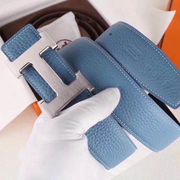 HERM H Belt Buckle & Blue Clemence 32 MM Strap