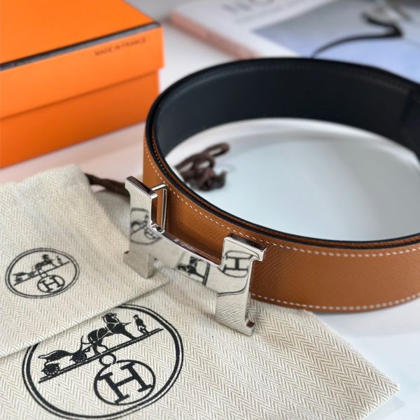 HERM Constance Reversible Belt 38MM in Gold Epsom Calfskin