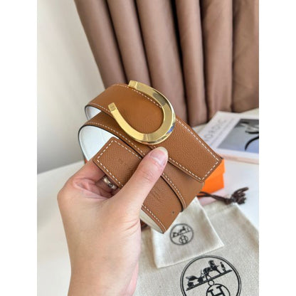 HERM Luck Reversible Belt 38MM in Gold and White Epsom Calfskin