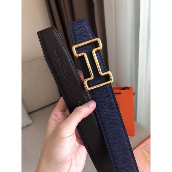 HERM Tonight 38MM Reversible Belt In Navy/Black Epsom Leather