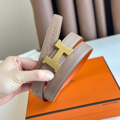 HERM Mini Constance 24mm Belt in Orange Epsom Leather and Blue Swift Leather