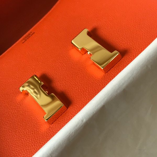 HERM Orange Constance MM 24cm Epsom Leather Bag
